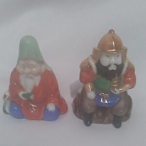 Vintage Porcelain Hand Painted Mortiage Immortal Gods Salt & Pepper Shakers (S1)